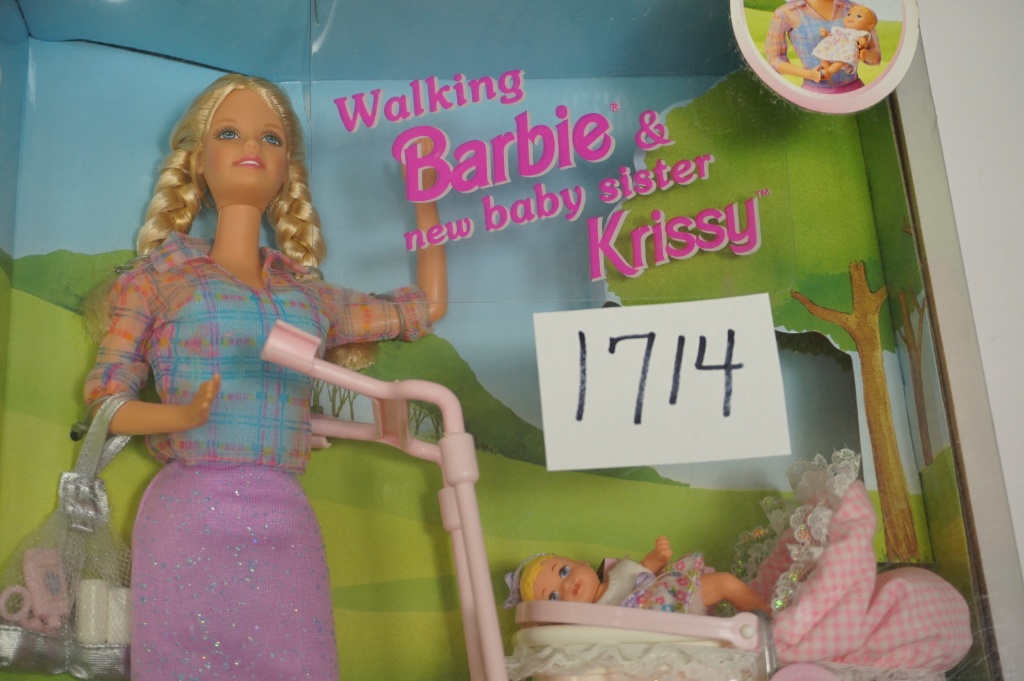 walking barbie and baby krissy