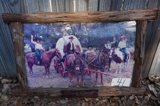 1970's 38"x23" Crown Royal Framed Paper Sign. Note: Some Damage to Paper. Awesome Piece We Will Ship