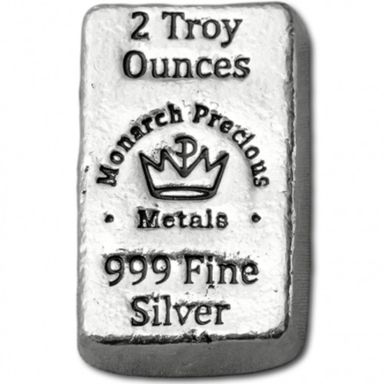 2 oz Monarch Hand Poured Silver Bar, Two ounces .999 Fine Silver