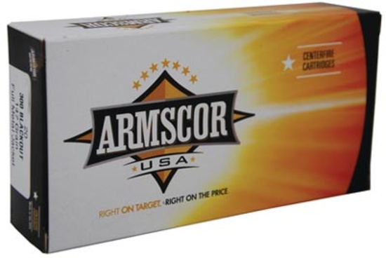 ARMSCOR AMMO 300AAC BLACKOUT 147GR FMJ 20RD BOX, ws ARMFAC300AAC1N