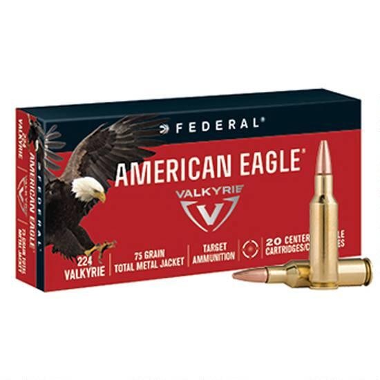 Federal American Eagle .224 Valkyrie Ammunition 20 Rounds 75 Grain, Metal Jacket 3000fps AE224VLK1