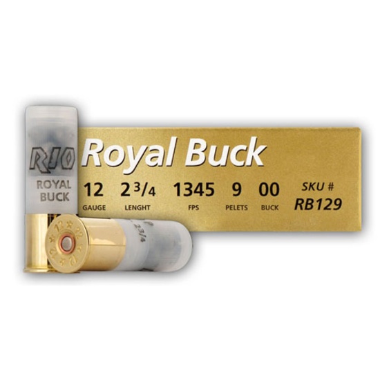 RIO ROYAL BUCK 12GA 00 9 PELLETS 1345FPS 5 Shells, wws RIORB129