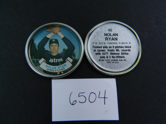 1987 Topps Metal Coin #40, Nolan Ryan Astros, Mint Condition! Alvin Express