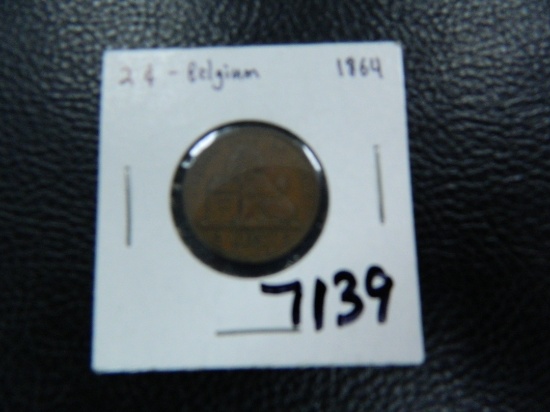 1864 Belgium 2 Centimes Coin