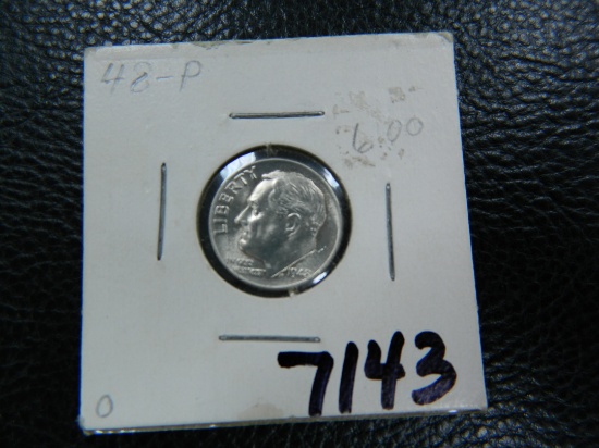 1948 Silver Roosevelt Dime, 90% Silver, Nice!