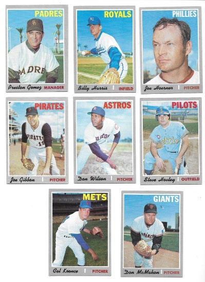 Lot of (8) Vintage 1970 Topps Baseball Cards, All One Money