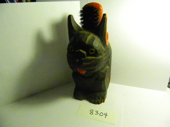 7.5" Wooden Cat Brush Holder, Late 1950's - 1960's, Made in Japan, Estate Find