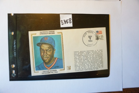 Dwight Gooden N.L. Strikeout Record First Day Cover, September 7th 1984. New York, New York