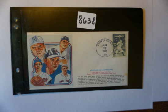 August 12th 1984 Hall of Fame, Cooperstown, First Day Cover with Ruth stamp.