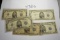Five (5) $5 Silver Certificates, All One Money: (3) 1934A Blue Seal & (2) 1953B Blue Seal. All One $