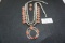 Mathansey Curley Navajo handmade Coral Pendants, Squash Blossom Sterling Silver Necklace with