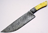 Handmade Damascus Blade Chef's Knife. Bone Handle