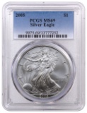 TWENTY (20) 2005 Silver Eagles PCGS Graded MS69, One Ounce Fine Silver Each, All One Money