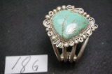 Leslie Nez signed Sterling Siilver and Turquoise handmade Navajo bracelet