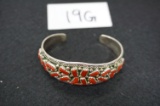 Annie Chapo (Navajo) handmade Sterling Silver annd Red Coral Bracelet