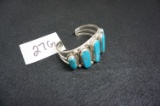 Sterling Silver and Turquoise Bracelet by Navajo Artist Leslie Nez