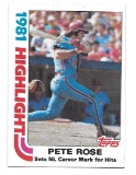 1982 Topps Pete Rose 1981 Highlights Baseball Card #4