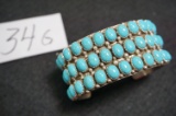 Yazzie family (Palencia) Navajo handmade Turquoise and Sterling Silver bracelet.