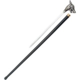 Wolf Cane with Antique Silver Finish Cast Metal Handle