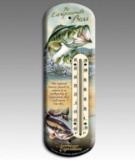 Largemouth Bass Tin Outdoor Thermometer, NEW