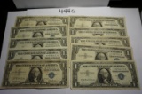 TEN (10) 1957 Blue Seal Silver Certificates, All One Money, Estate Find.