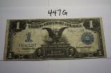1899 U.S. One Silver Dollar, Silver Certificate. Blue Seal. Black Eagle, Large Note. Estate Find!
