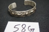 Navajo Signed Nora Tahe Bill Sterling Silver Cuff Bracelet, Important Silversmith.