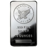 10 oz Silver Bar, TEN OUNCES .999 FINE SILVER, Manufacturer of Our Choice