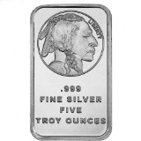 Five Ounce Fine Silver Bullion Bar, .999 Fine Silver, Hallmark of Our Choice