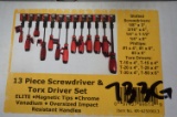 13 piece Screwdriver & Torx Driver Set, Magnetic Tips, Chrome, Nice Set, NEW IN BOX