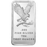 Eagle TEN OUNCE .999 Fine Silver Bar, SilverTowne Mint, 10 oz Fine Silver