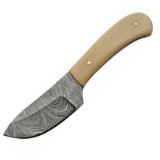 Damascus Steel Blade, Skinner White Smooth Bone, DM1080BO, NEW