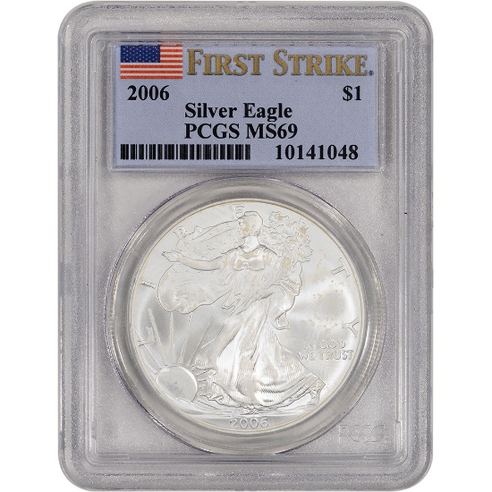 FIRST STRIKES: TWENTY (20) X the $  2006 Silver Eagles PCGS Graded MS69, One Ounce Fine Silver Each