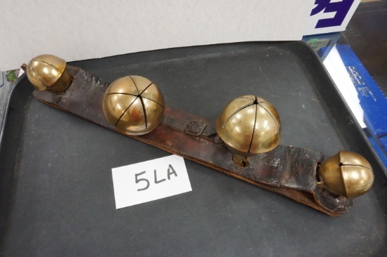 19th Century Heavy Brass Sleigh Bells, 17" Total Length. Outstanding Sound & Quality. Louisiana