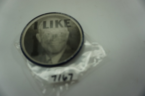 Vintage 2.5" I LIKE IKE Campaign Button, Dwight D. Eisenhower, 1950's  Vari-Vue, Mt. Vernon NY