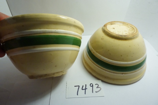 Both for One Money! Pair of WATT (USA) Crock Bowls, 3"x5", American Art Pottery, Note: 1 has crack