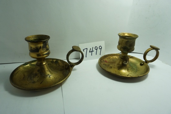 Barn Find, Dirty: Made in England, Bates Brass of Birmingham Candle Holder, Pair, 2.75"H, Both One $
