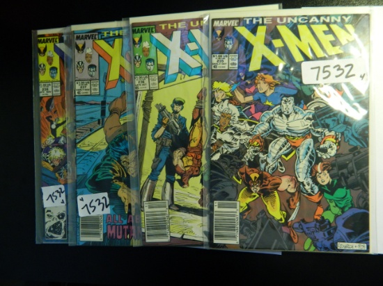 Four Comic Run: THE UNCANNY X-MEN: # 235,236,237,238   Marvel Comics. All One Money