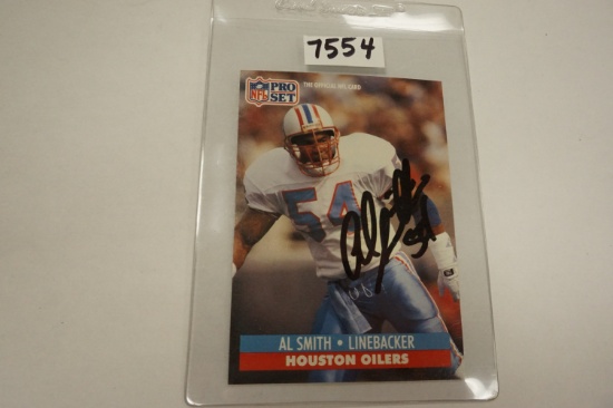 Houston Estate Find! Signed Football Card of Houston Oilers Linebacker Al Smith