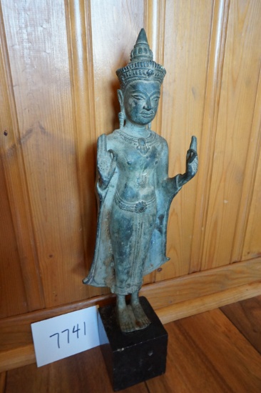 12.75" Bronze Buddha, Teaching Gesture, Vitarka Mudra? Thai? Siam? Barn Find, Age Unknown.
