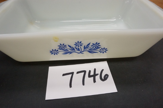 Anchor Hockiing One Quart Dish, Blue Flowers, 10.75"x5.25", Good Condition, Estate Find