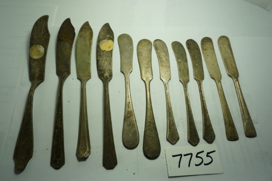 Eleven (11) X The Money: OLD Butter Knife Collection, Dirty, need cleaning. Estate Find