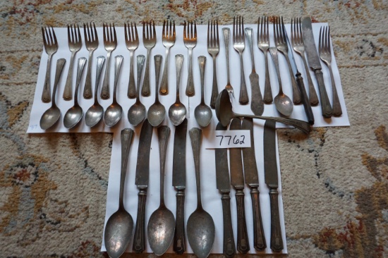 Thrirty Seven (37) Piece Flatware Set, needs cleaning, Estate Find. OLD. marked PAT-15 all one money