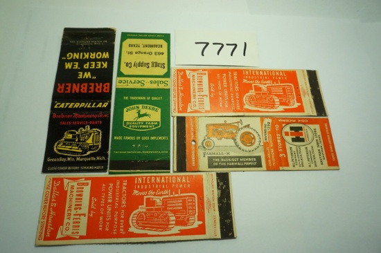 Five (5) X The Money: 1930's Matchbook Covers, Tractors and Equipment, International, Farmall