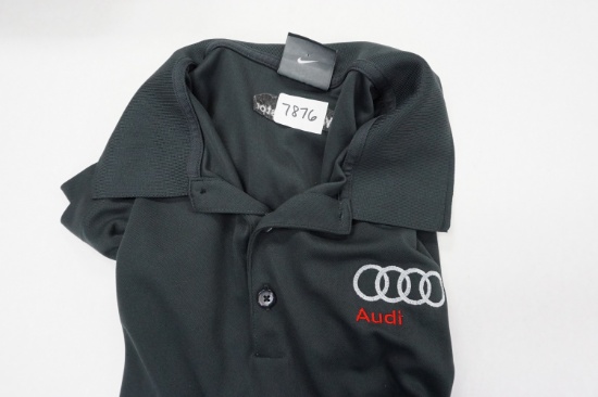 AUDI Grey Size Medium Male Nike Golf Dri-Fit Shirt, Used, Short Sleeve, Audi West Houston on back