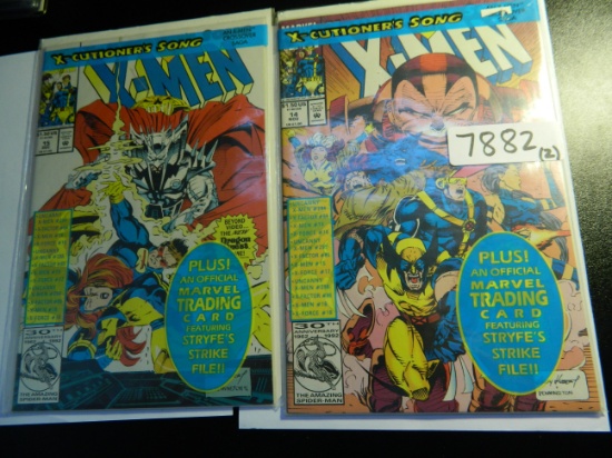 (2) 1992 X-MEN #15 & #14 X-CUTIONER'S SONG (FACTORY POLY BAGGED WITH MARVEL TRADING CARD )