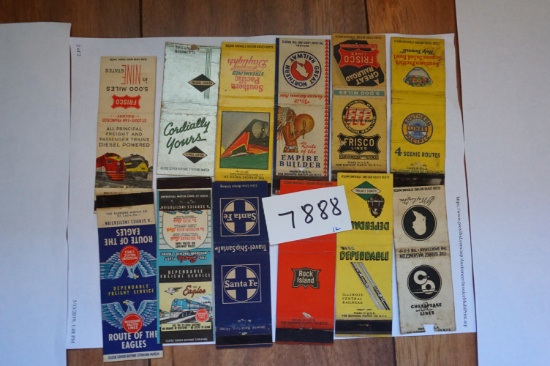 Twelve (12) X The Money: 1930's Matchbook Covers All Train Related, Estate Find