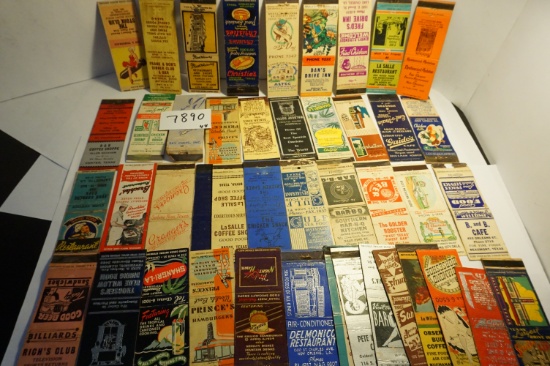 Forty-Four (44) 1930's-1940s' Matchbook Covers, All Restaurants, Eating and Drinking, All One Money