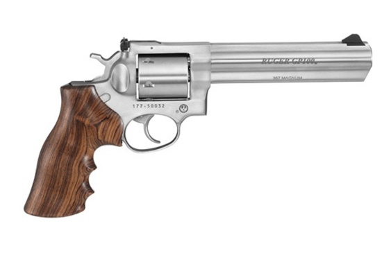 Ruger GP100 .357MAGNUM Revolver, Stainless Steel, Wood Grip