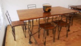 Metal and Wood Dining Table w/ Six Chairs, Custom Made in House in Sealy, Texas. 1/1